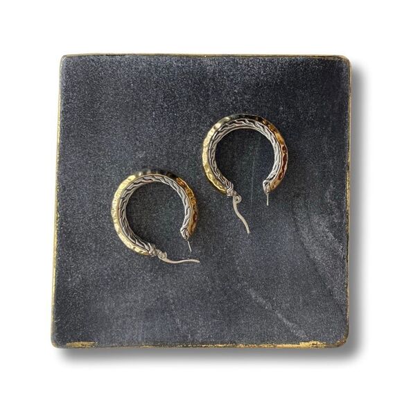 Large Textured Hoop Earrings in Gold and Silver - NWT - Picture 4 of 8